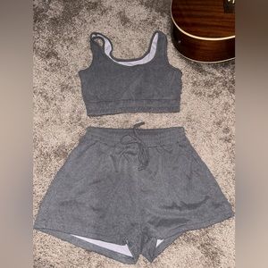 matching grey short/crop tank set size small